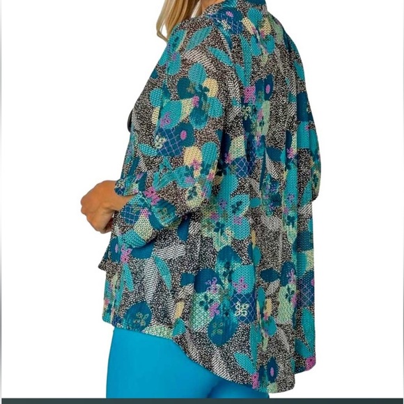 16. IC By Connie K Asymmetrical Jacket in Teal - Picture 16 of 16